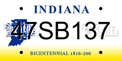 47SB137 Indiana License Plate