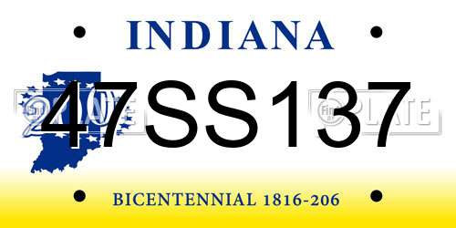 47SS137 Indiana License Plate