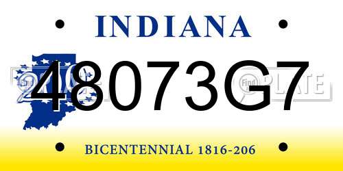 48073G7 Indiana License Plate