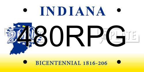 480RPG Indiana License Plate