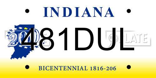 481DUL Indiana License Plate