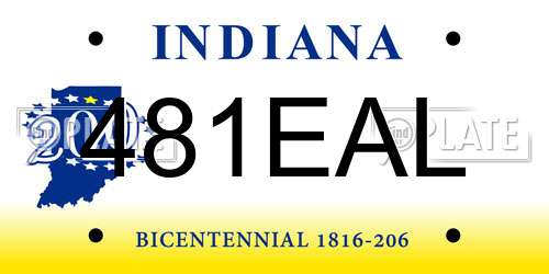 481EAL Indiana License Plate