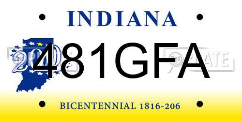 481GFA Indiana License Plate