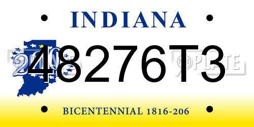48276T3 Indiana License Plate