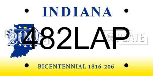482LAP Indiana License Plate