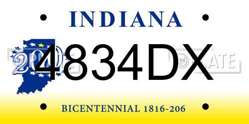 4834DX Indiana License Plate