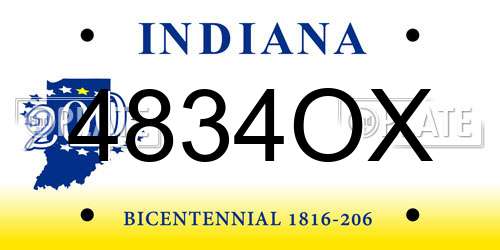 4834OX Indiana License Plate