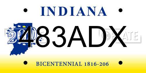 483ADX Indiana License Plate
