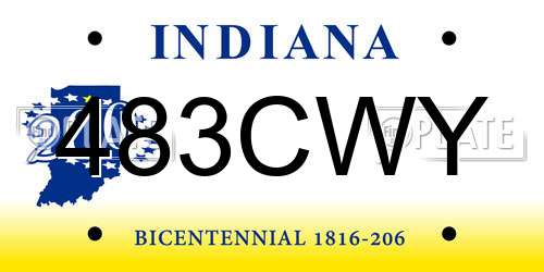 483CWY Indiana License Plate