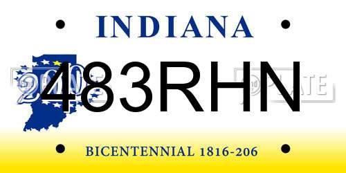 483RHN Indiana License Plate