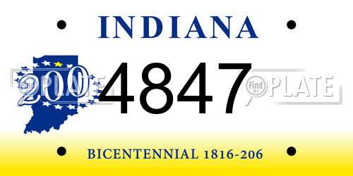 4847 Indiana License Plate