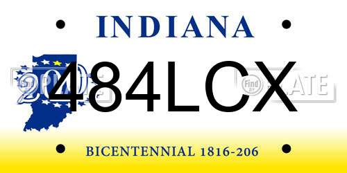 484LCX Indiana License Plate