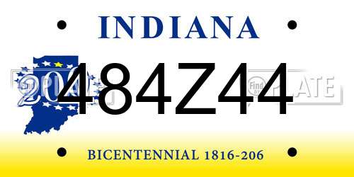 484Z44 Indiana License Plate