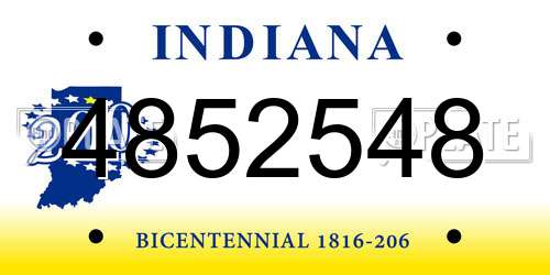 4852548 Indiana License Plate