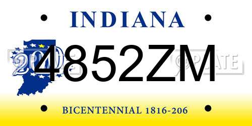 4852ZM Indiana License Plate
