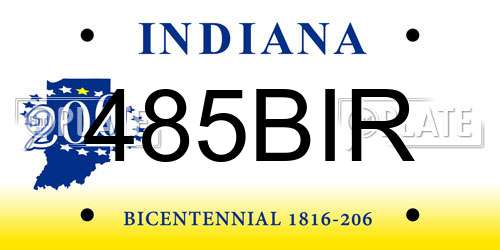 485BIR Indiana License Plate