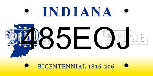 485EOJ Indiana License Plate