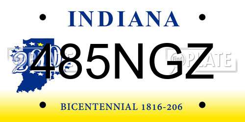 485NGZ Indiana License Plate