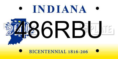 486RBU Indiana License Plate