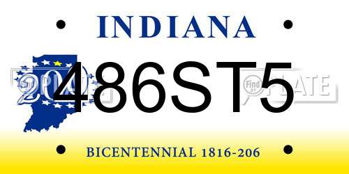 486ST5 Indiana License Plate