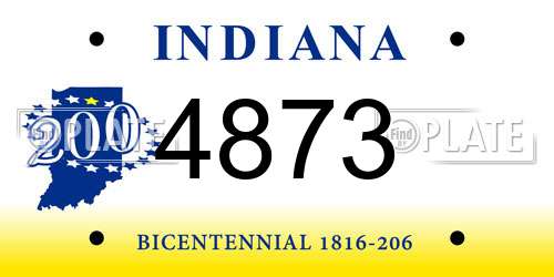 4873 Indiana License Plate
