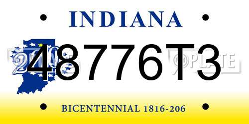 48776T3 Indiana License Plate