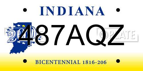 487AQZ Indiana License Plate