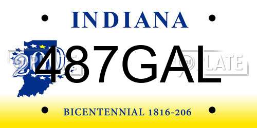 487GAL Indiana License Plate