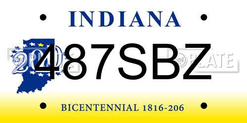 487SBZ Indiana License Plate