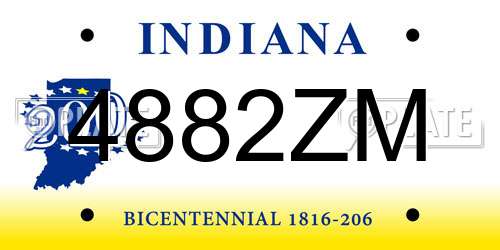 4882ZM Indiana License Plate