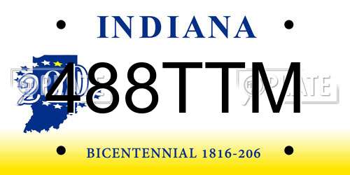 488TTM Indiana License Plate