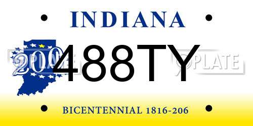 488TY Indiana License Plate