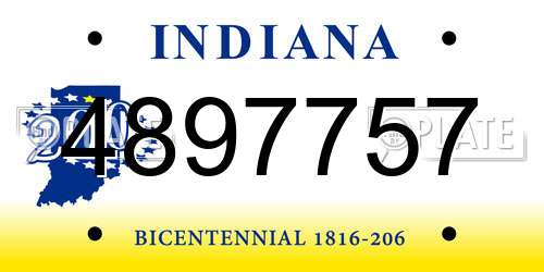 4897757 Indiana License Plate