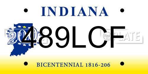 489LCF Indiana License Plate