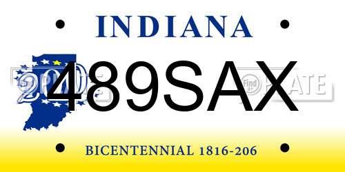 489SAX Indiana License Plate