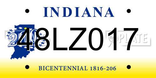48LZ017 Indiana License Plate