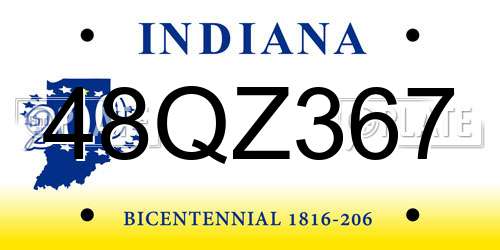 48QZ367 Indiana License Plate