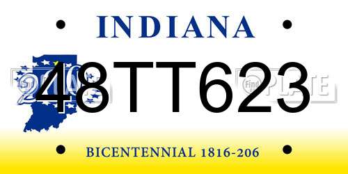 48TT623 Indiana License Plate