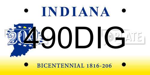 490DIG Indiana License Plate