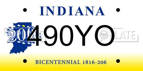 490YO Indiana License Plate