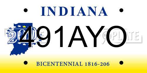 491AYO Indiana License Plate