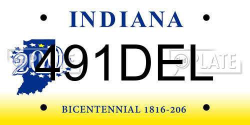 491DEL Indiana License Plate