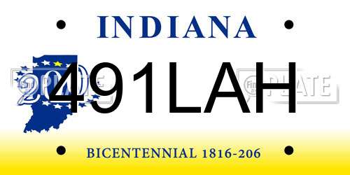 491LAH Indiana License Plate