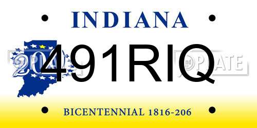 491RIQ Indiana License Plate