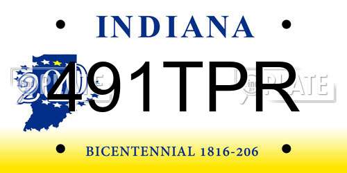 491TPR Indiana License Plate