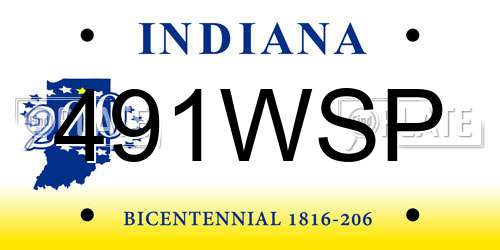 491WSP Indiana License Plate