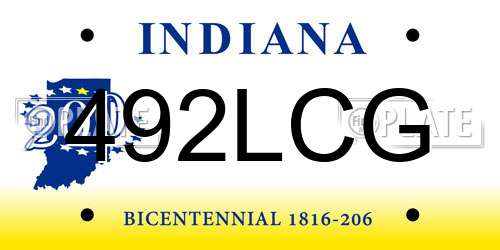 492LCG Indiana License Plate