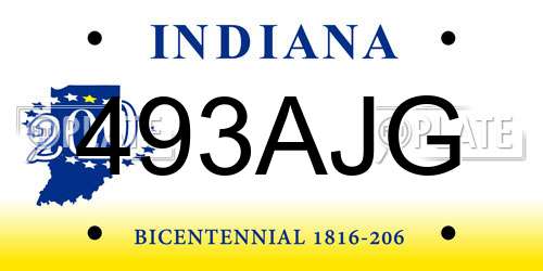 493AJG Indiana License Plate