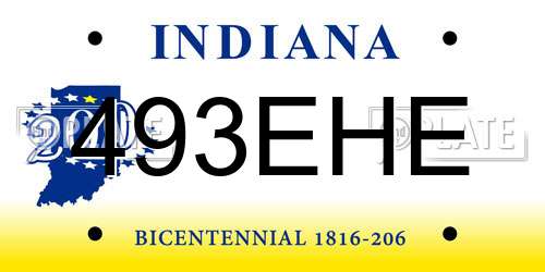 493EHE Indiana License Plate