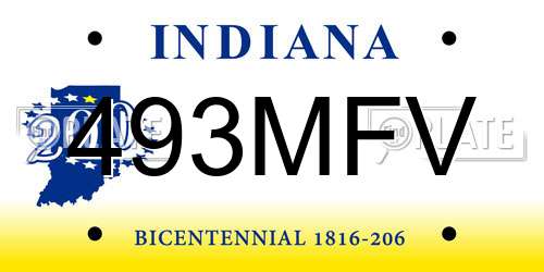 493MFV Indiana License Plate